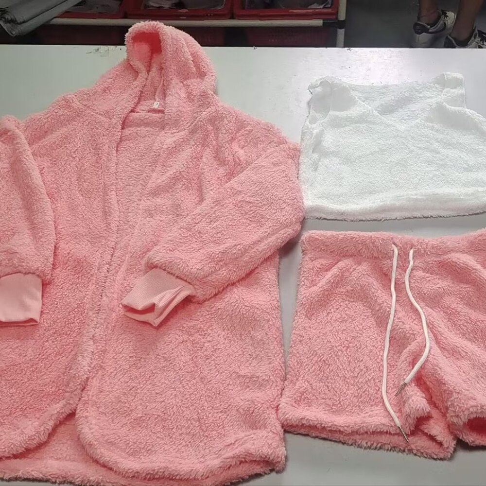 3pcs Women’s Pajama Set – Long Sleeve Crop Tank Top & Drawstring Shorts